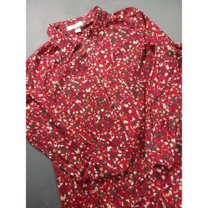 Coldwater Creek 100% CottonRed Floral Button Down Shirt Womens M 10-12
